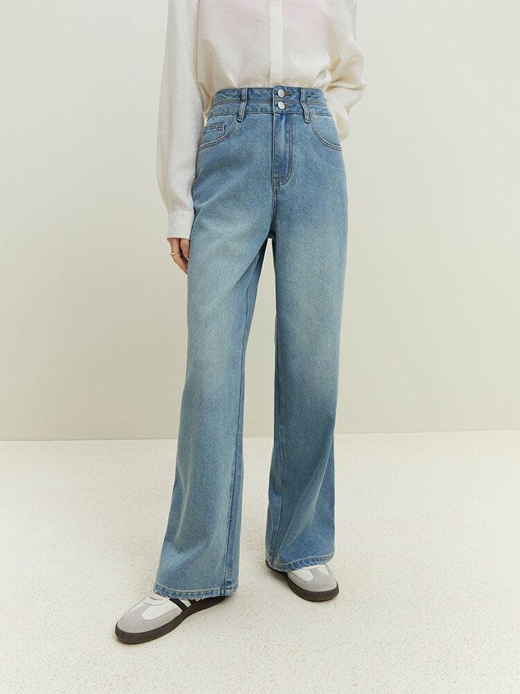 Double Buttoned Light Washed Jeans - KAYSMAR