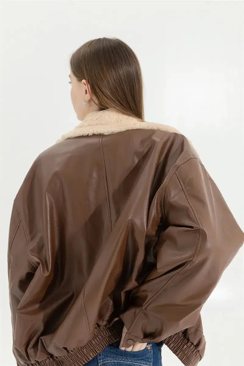 Double-Faced Faux Leather & Fur Jacket - KAYSMAR