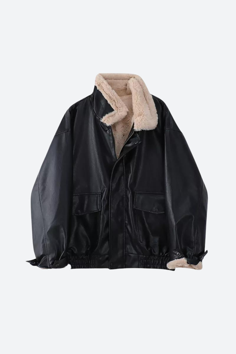 Double-Faced Faux Leather & Fur Jacket - KAYSMAR
