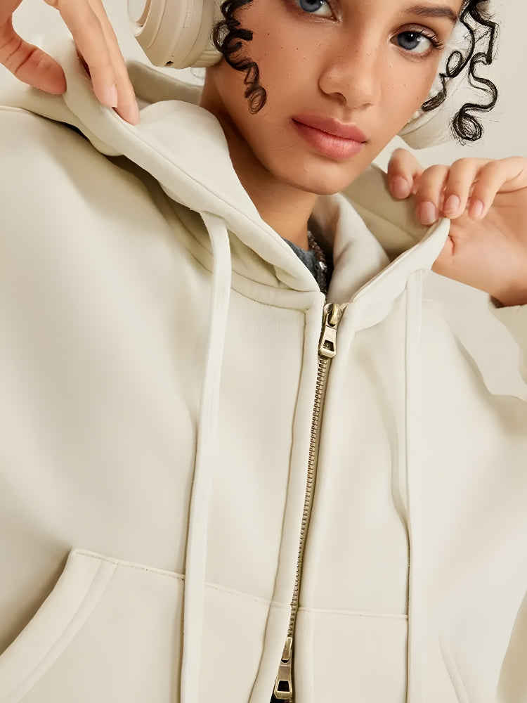 Double Zip-Up Cropped Hoodie - KAYSMAR