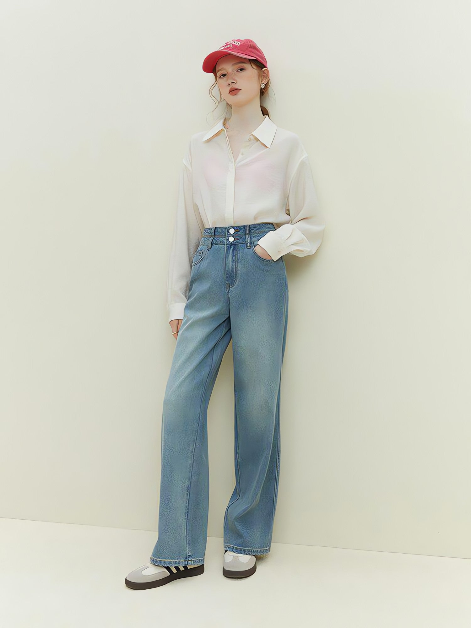 Double Buttoned Light Washed Jeans - KAYSMAR