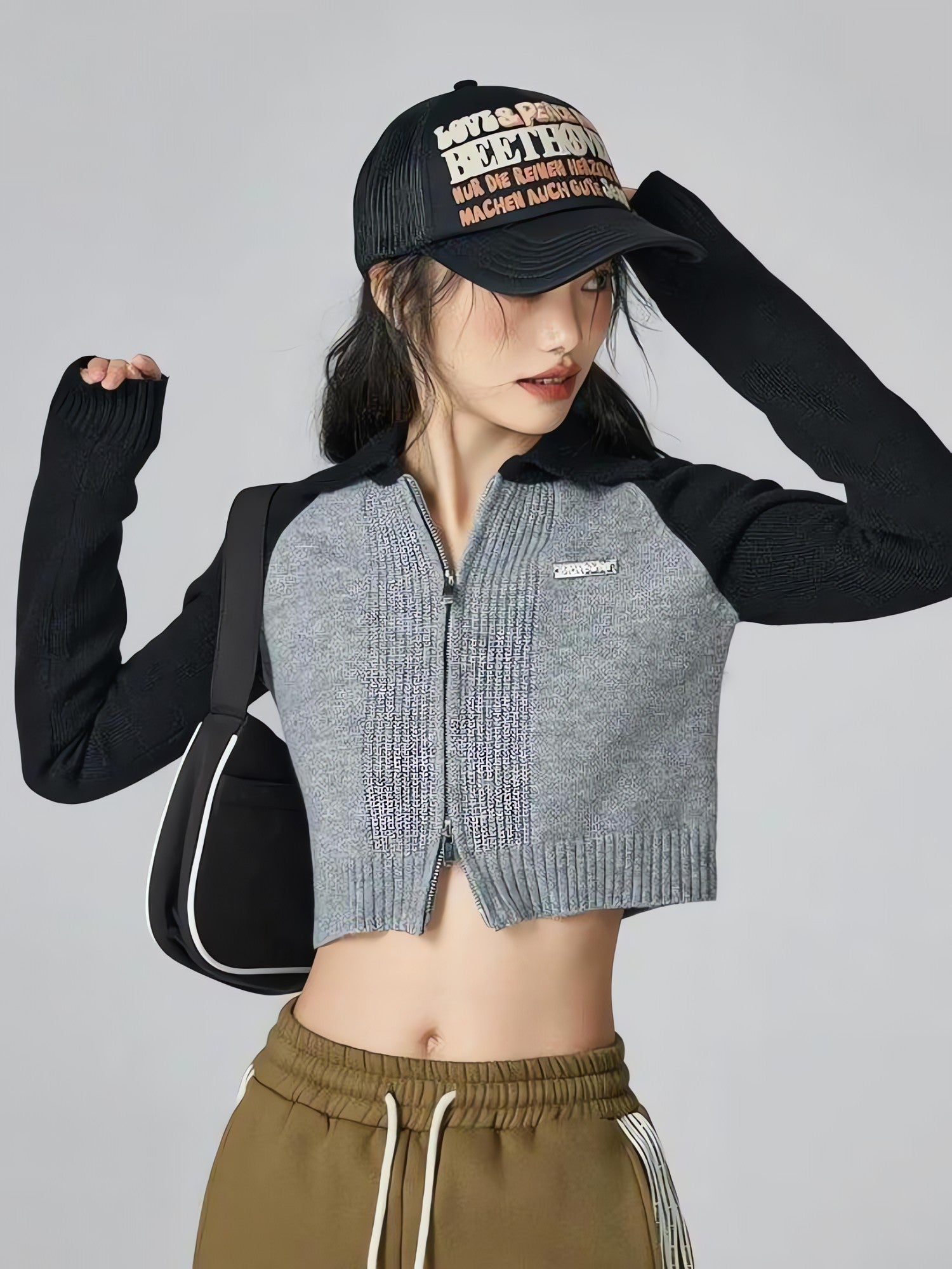 Double Zip-Up Crop Cardigan - KAYSMAR