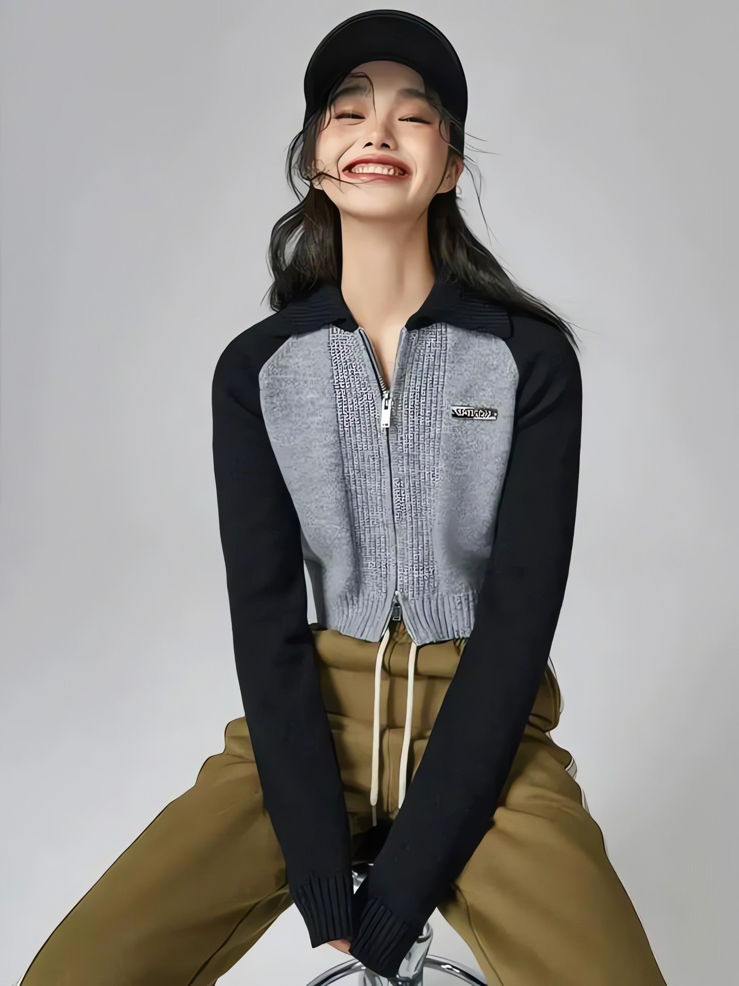 Double Zip-Up Crop Cardigan - KAYSMAR