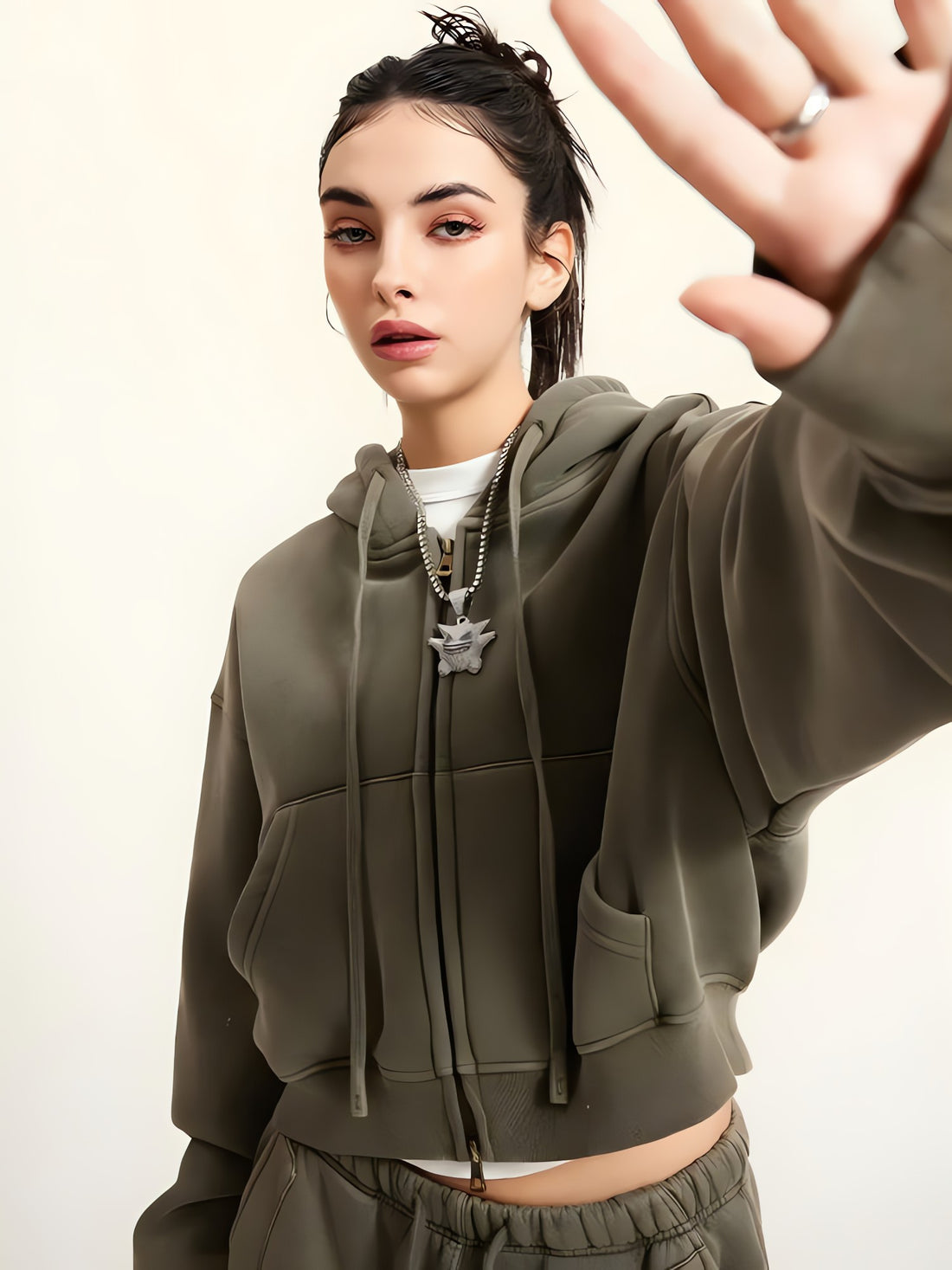 Double Zip-Up Cropped Hoodie - KAYSMAR