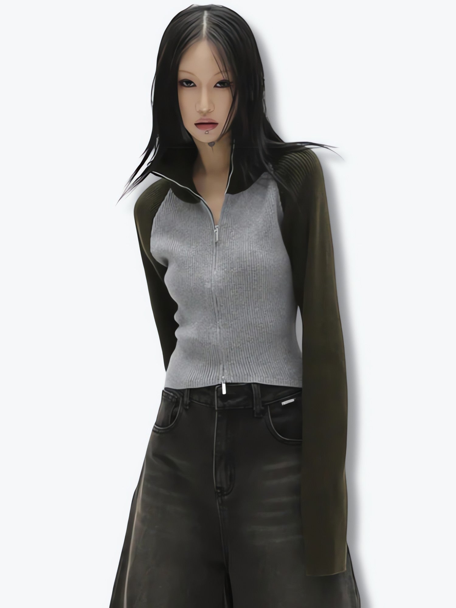 Double Zip-Up Ribbed Cardigan - KAYSMAR