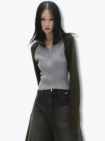 Double Zip-Up Ribbed Cardigan - KAYSMAR