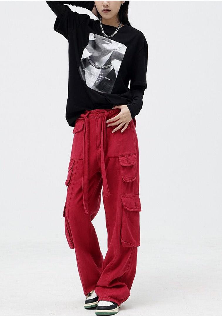 Drawstring Belt Cargo Pants - KAYSMAR