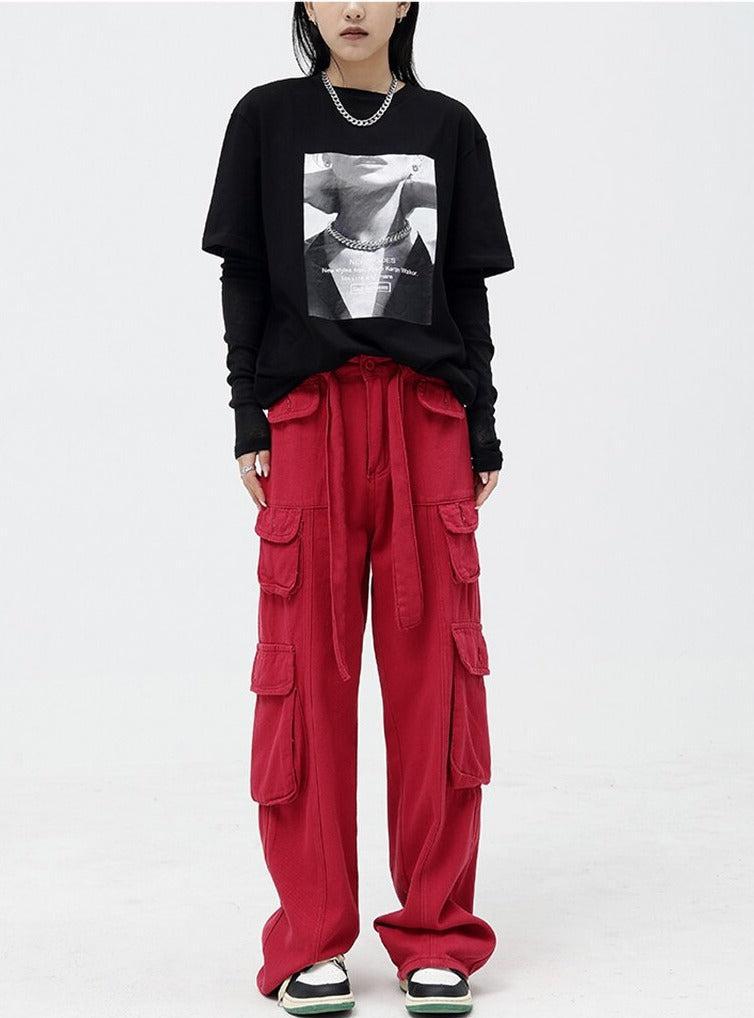 Drawstring Belt Cargo Pants - KAYSMAR
