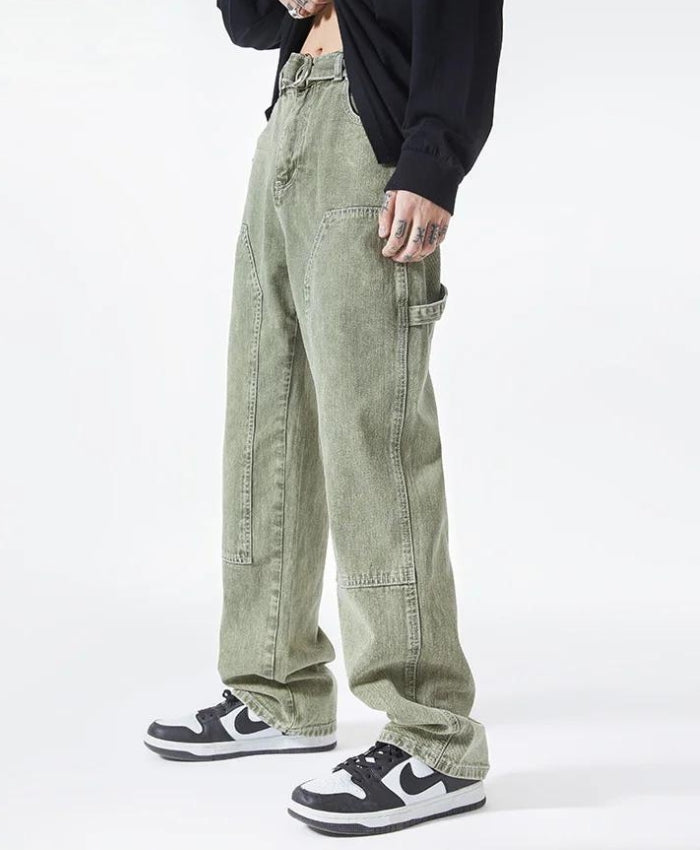 Drawstring Belt Straight Leg Jeans - KAYSMAR