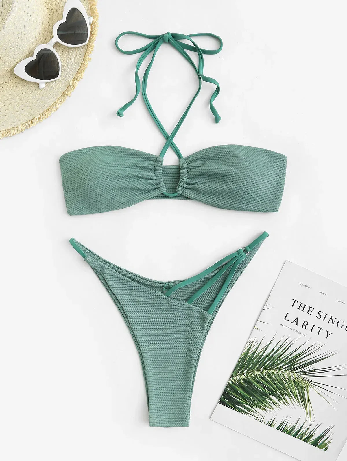 Drawstring Halter Tie Bikini Set - KAYSMAR
