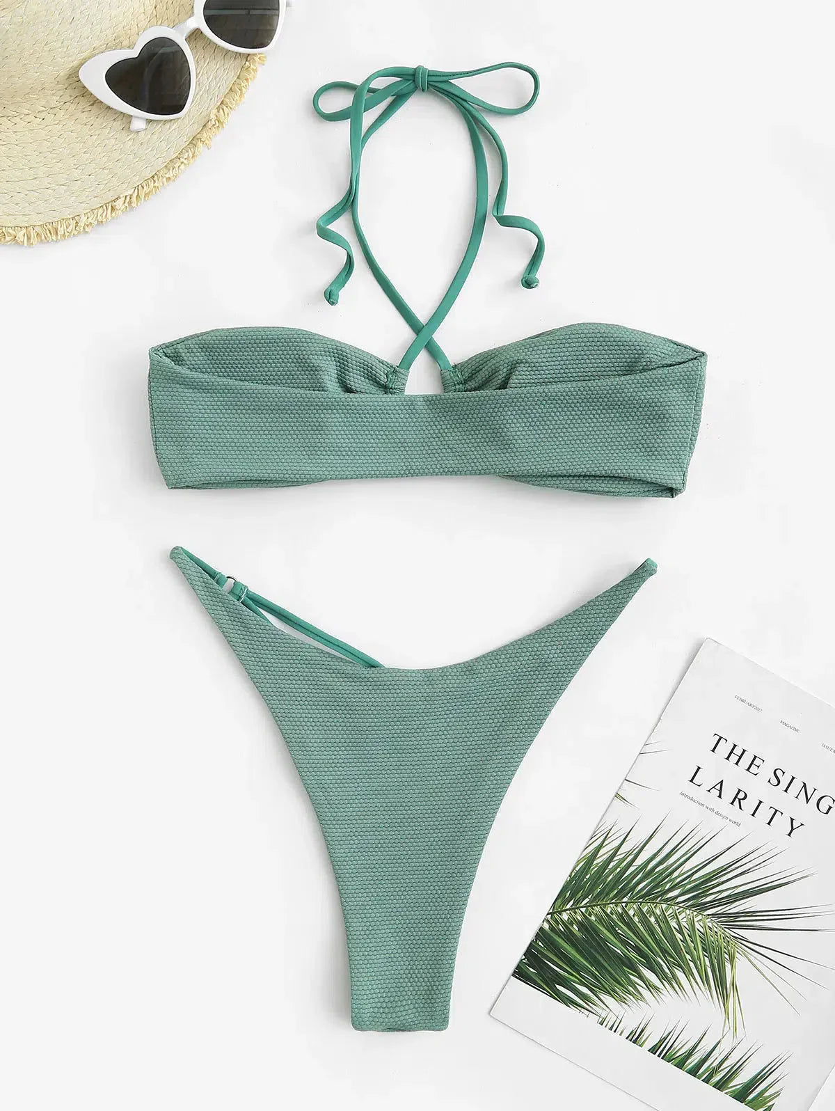Drawstring Halter Tie Bikini Set - KAYSMAR