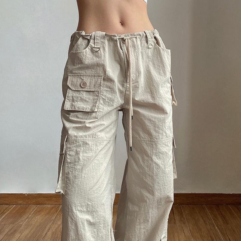 Drawstring Low Rise Cargo Pants - KAYSMAR