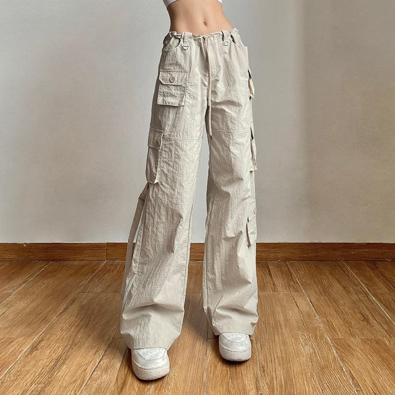 Drawstring Low Rise Cargo Pants - KAYSMAR