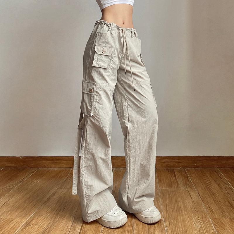 Drawstring Low Rise Cargo Pants - KAYSMAR