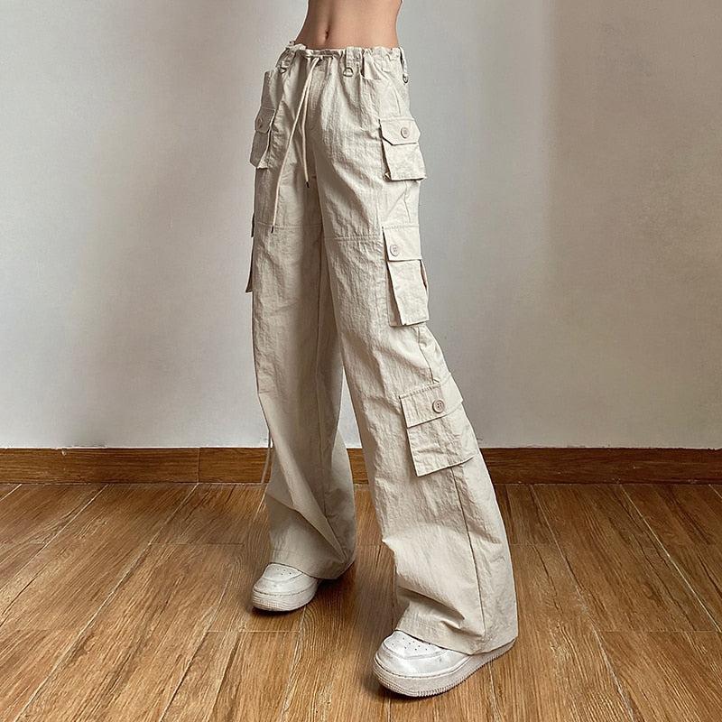 Drawstring Low Rise Cargo Pants - KAYSMAR