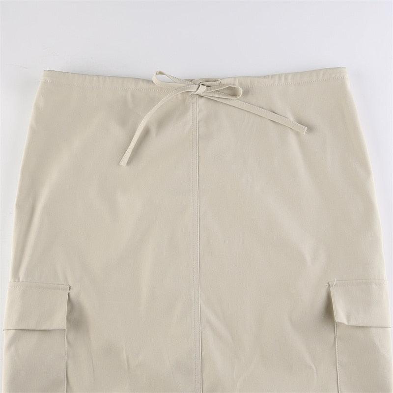 Drawstring Parachute Maxi Skirt - KAYSMAR