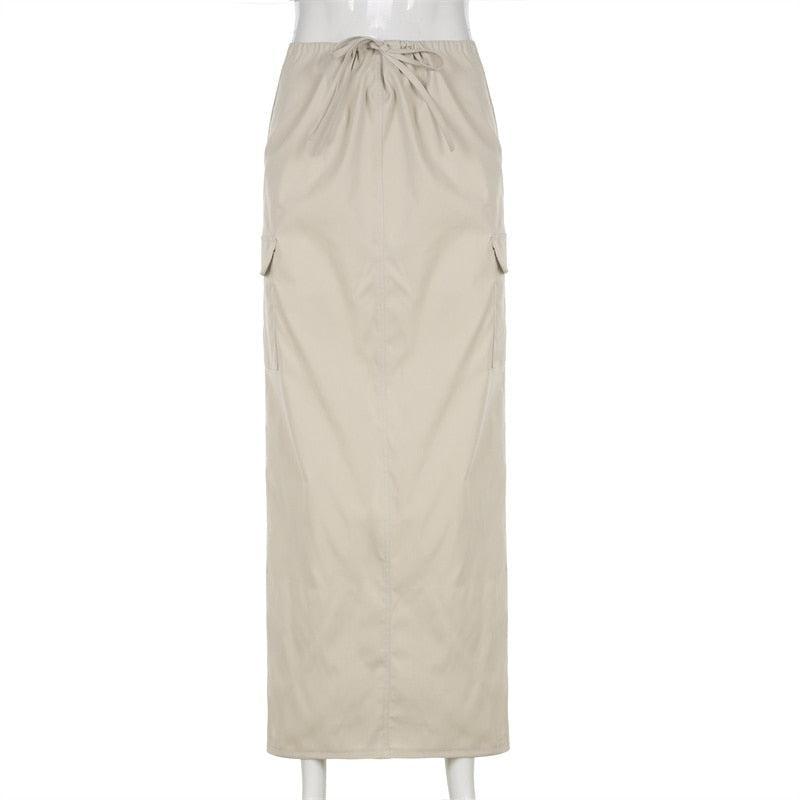 Drawstring Parachute Maxi Skirt - KAYSMAR