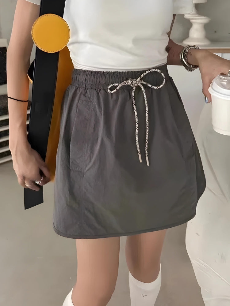 Drawstring Parachute Mini Skirt - KAYSMAR