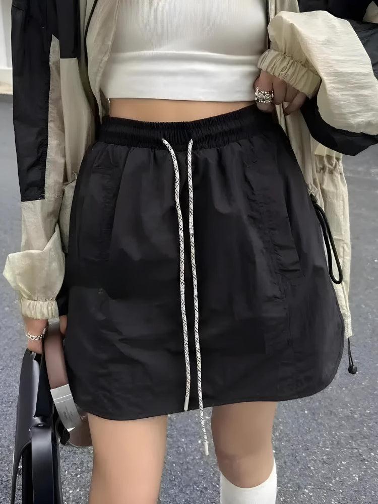 Drawstring Parachute Mini Skirt - KAYSMAR