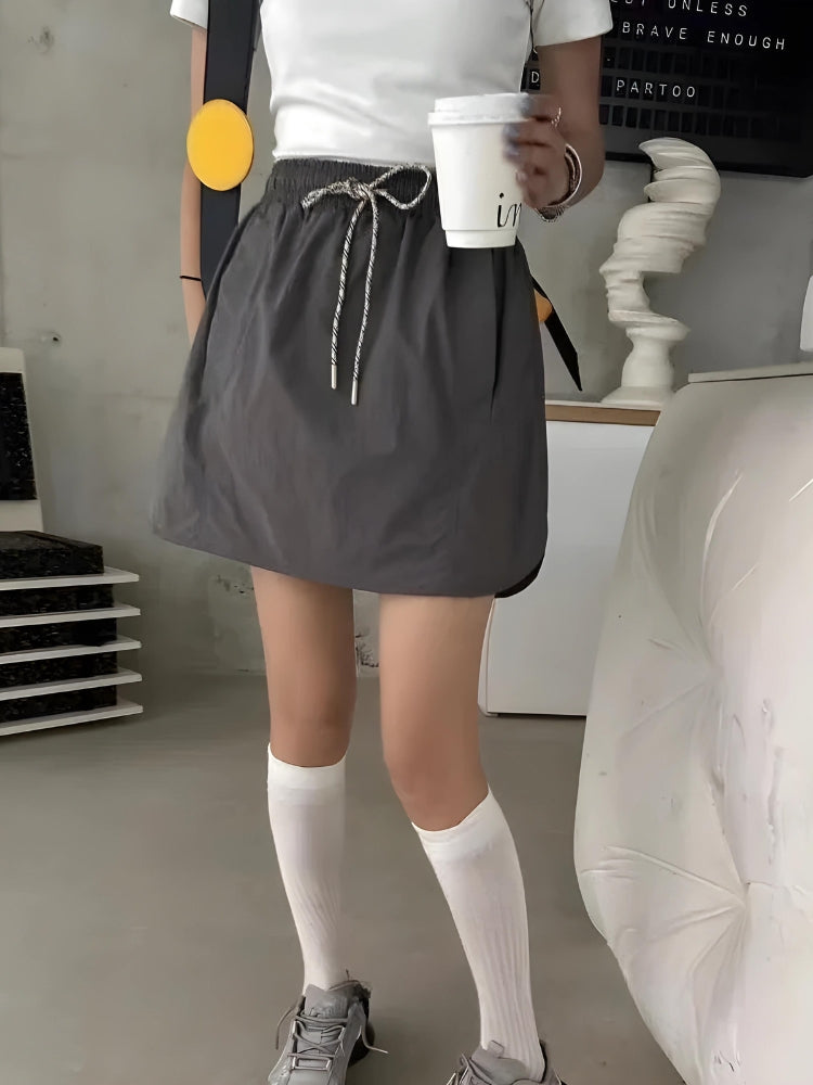 Drawstring Parachute Mini Skirt - KAYSMAR