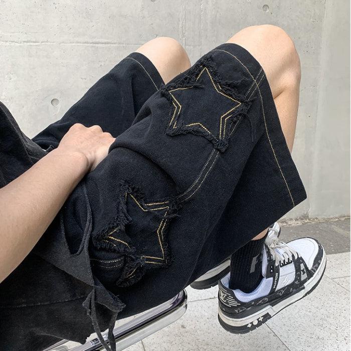 Drawstring Star Embroidered Shorts - KAYSMAR