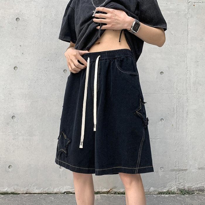 Drawstring Star Embroidered Shorts - KAYSMAR