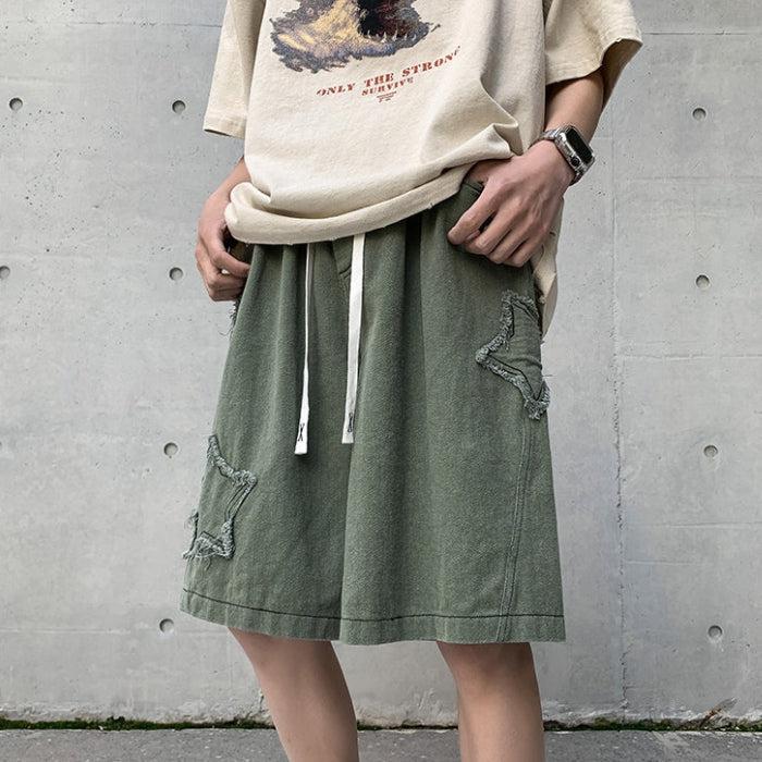 Drawstring Star Embroidered Shorts - KAYSMAR