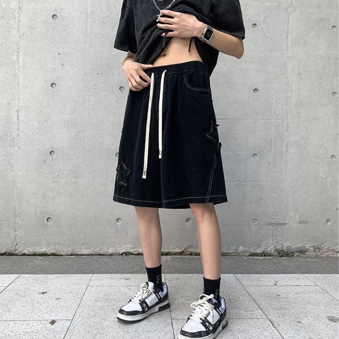 Drawstring Star Embroidered Shorts - KAYSMAR