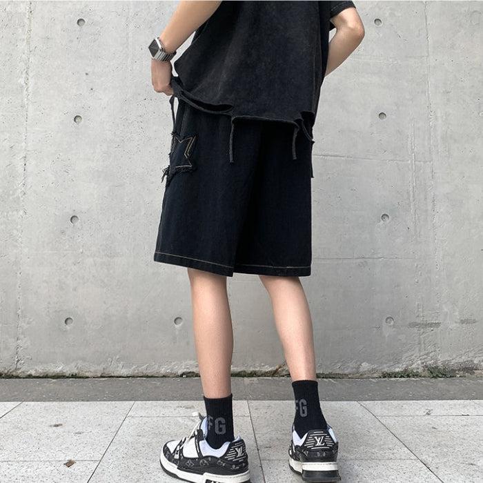 Drawstring Star Embroidered Shorts - KAYSMAR