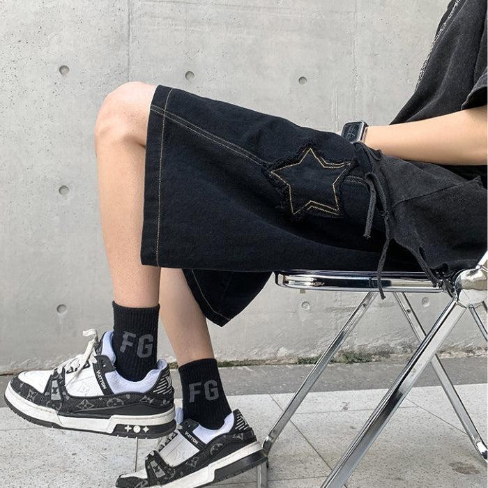 Drawstring Star Embroidered Shorts - KAYSMAR