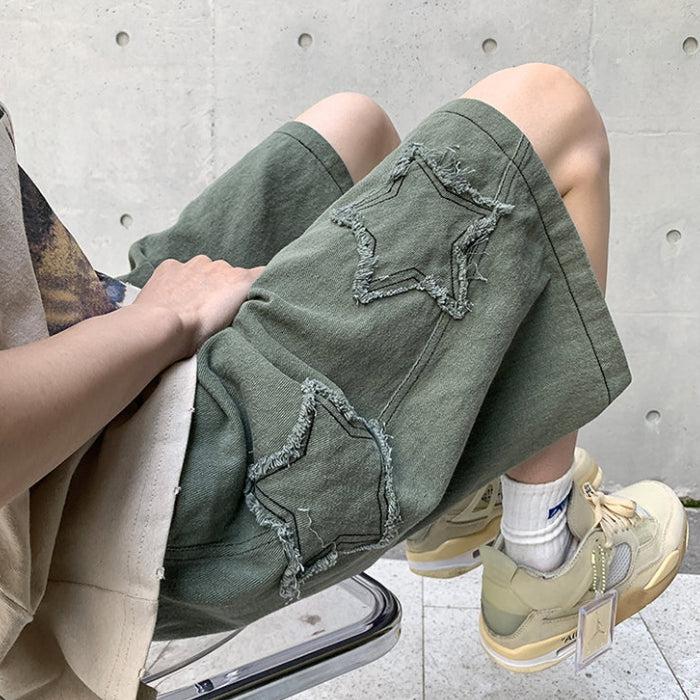 Drawstring Star Embroidered Shorts - KAYSMAR