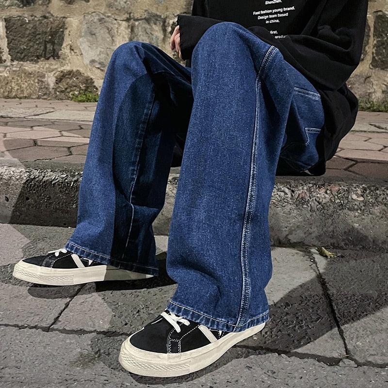Drawstring Straight Leg Baggy Jeans - KAYSMAR