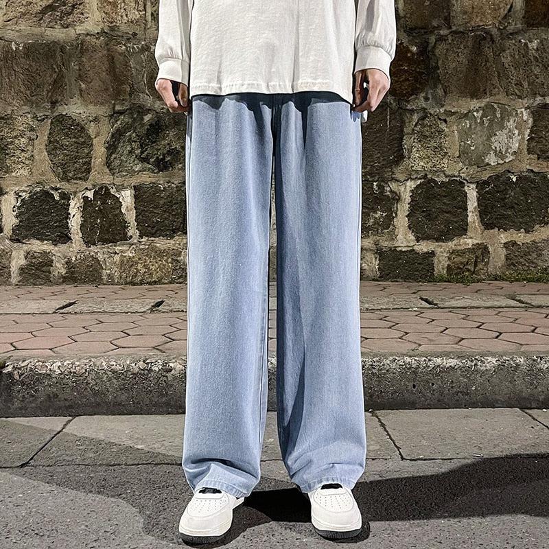 Drawstring Straight Leg Baggy Jeans - KAYSMAR