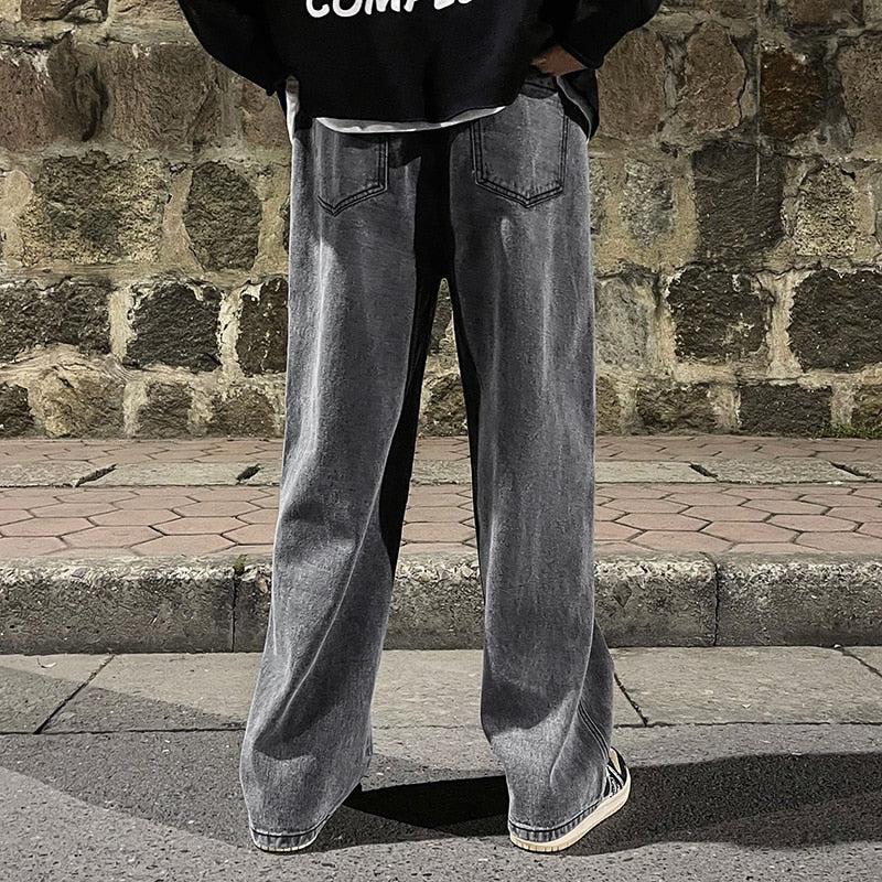 Drawstring Straight Leg Baggy Jeans - KAYSMAR