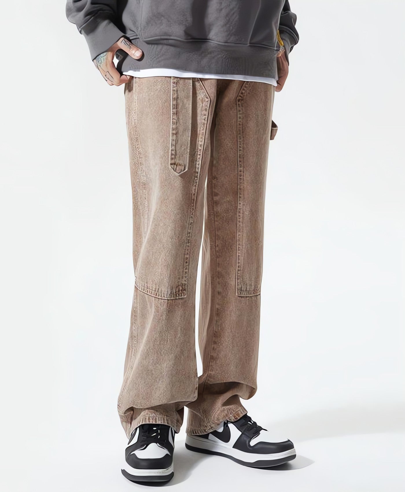 Drawstring Belt Straight Leg Jeans - KAYSMAR