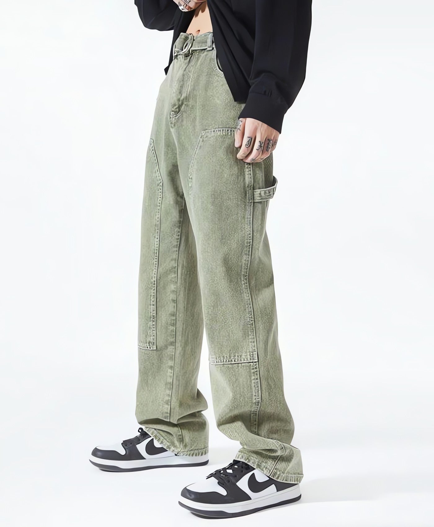 Drawstring Belt Straight Leg Jeans - KAYSMAR