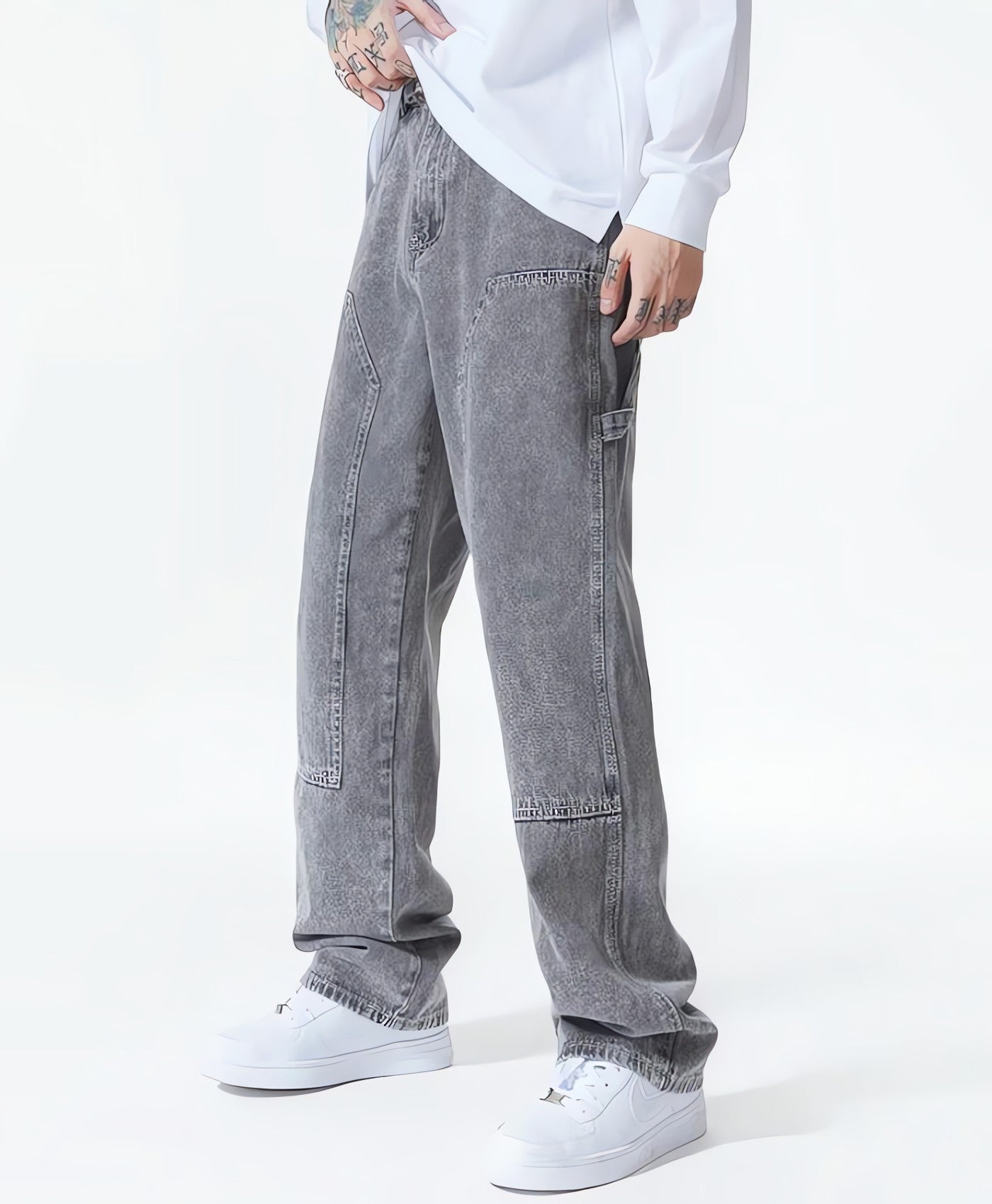Drawstring Belt Straight Leg Jeans - KAYSMAR