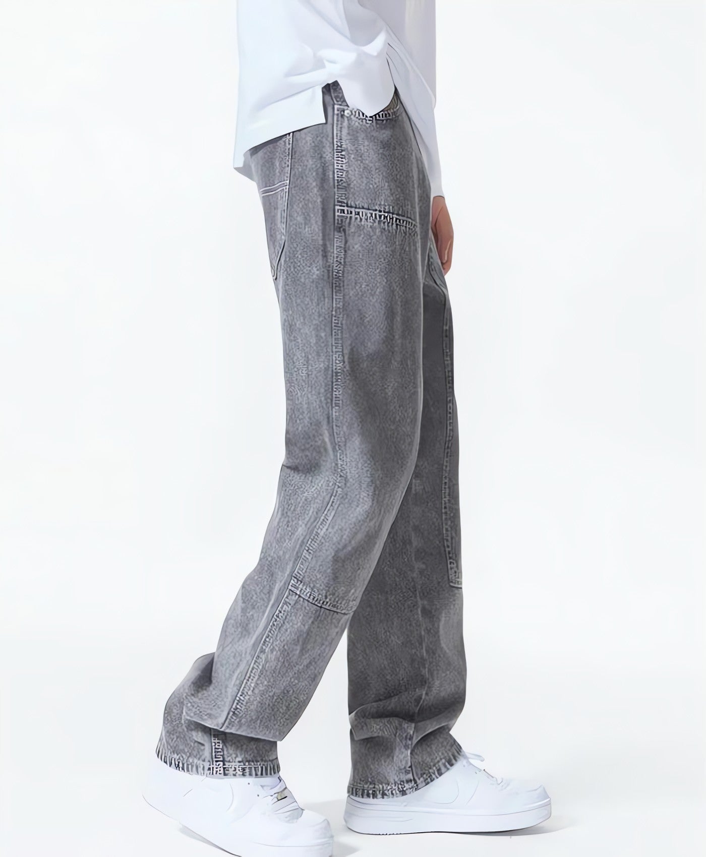 Drawstring Belt Straight Leg Jeans - KAYSMAR
