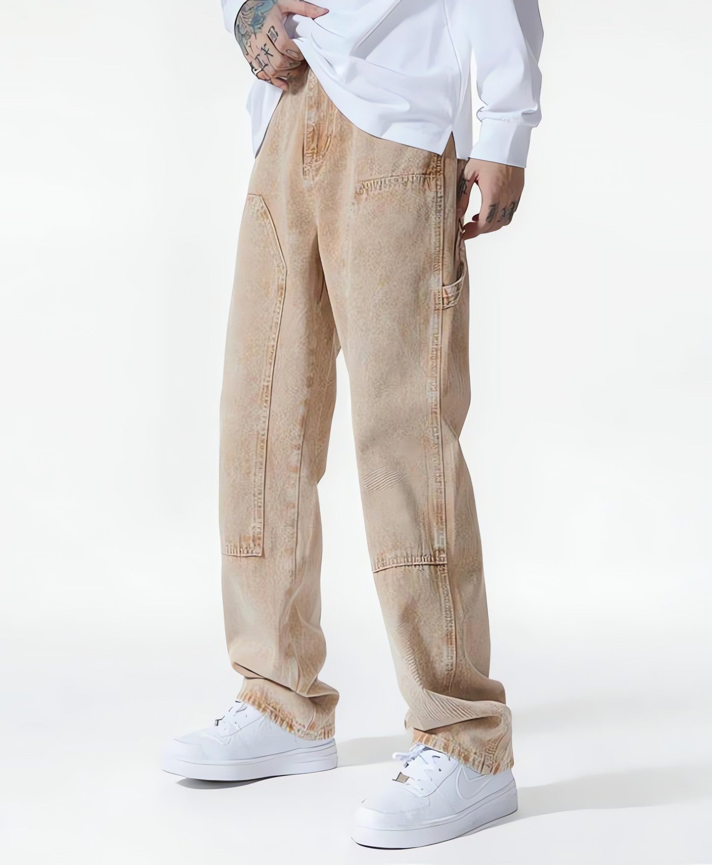 Drawstring Belt Straight Leg Jeans - KAYSMAR