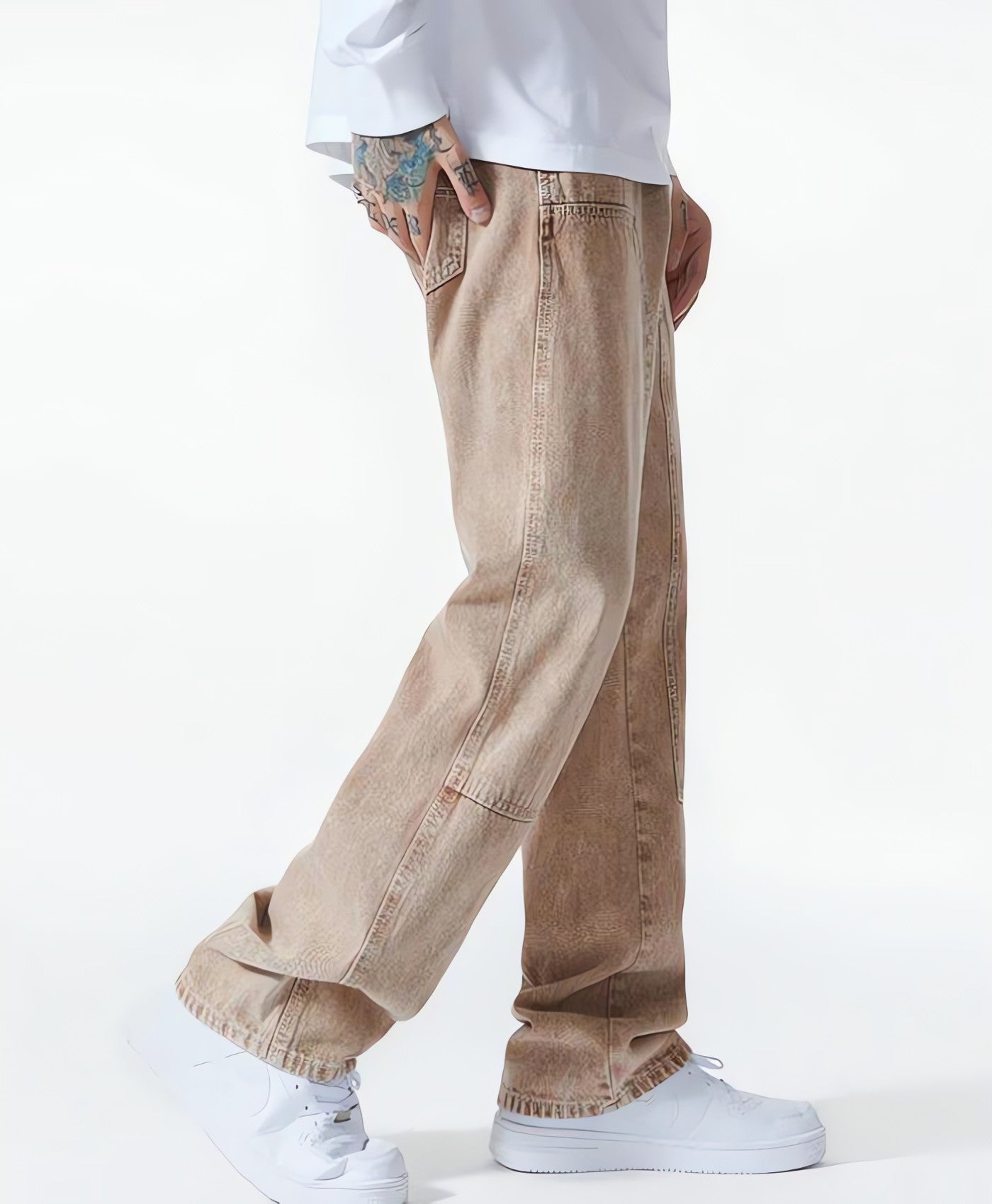 Drawstring Belt Straight Leg Jeans - KAYSMAR
