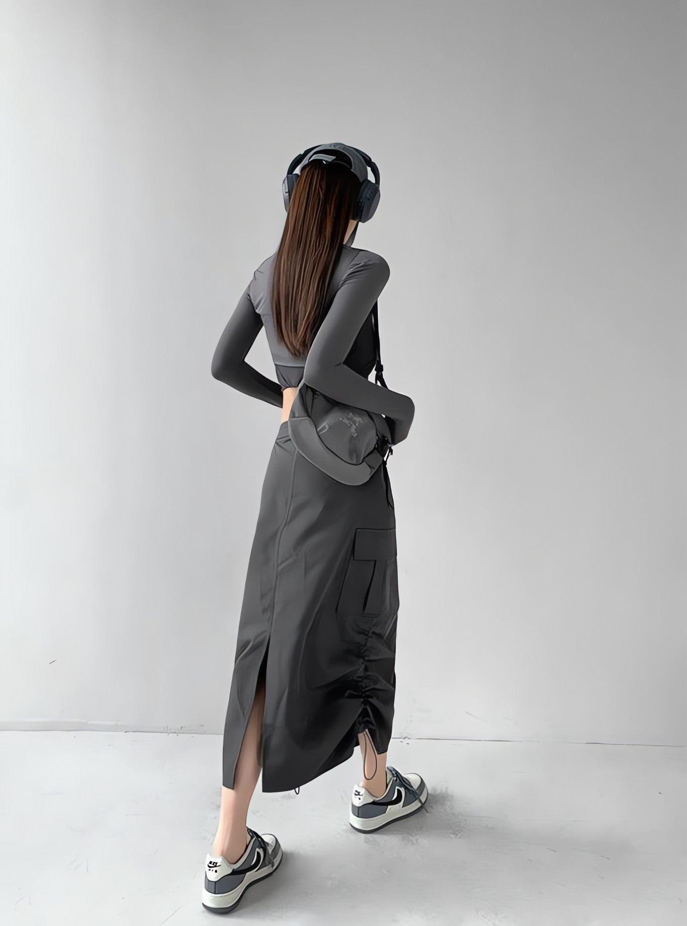 Drawstring Parachute Midi Skirt - KAYSMAR