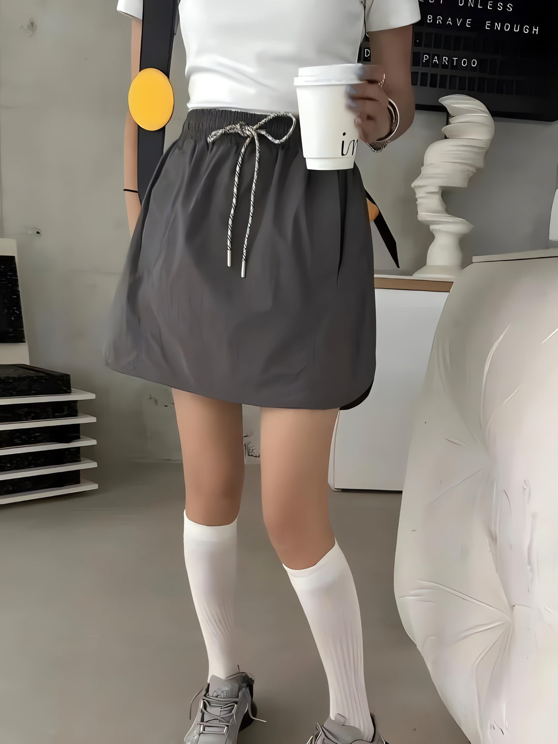 Drawstring Parachute Mini Skirt - KAYSMAR