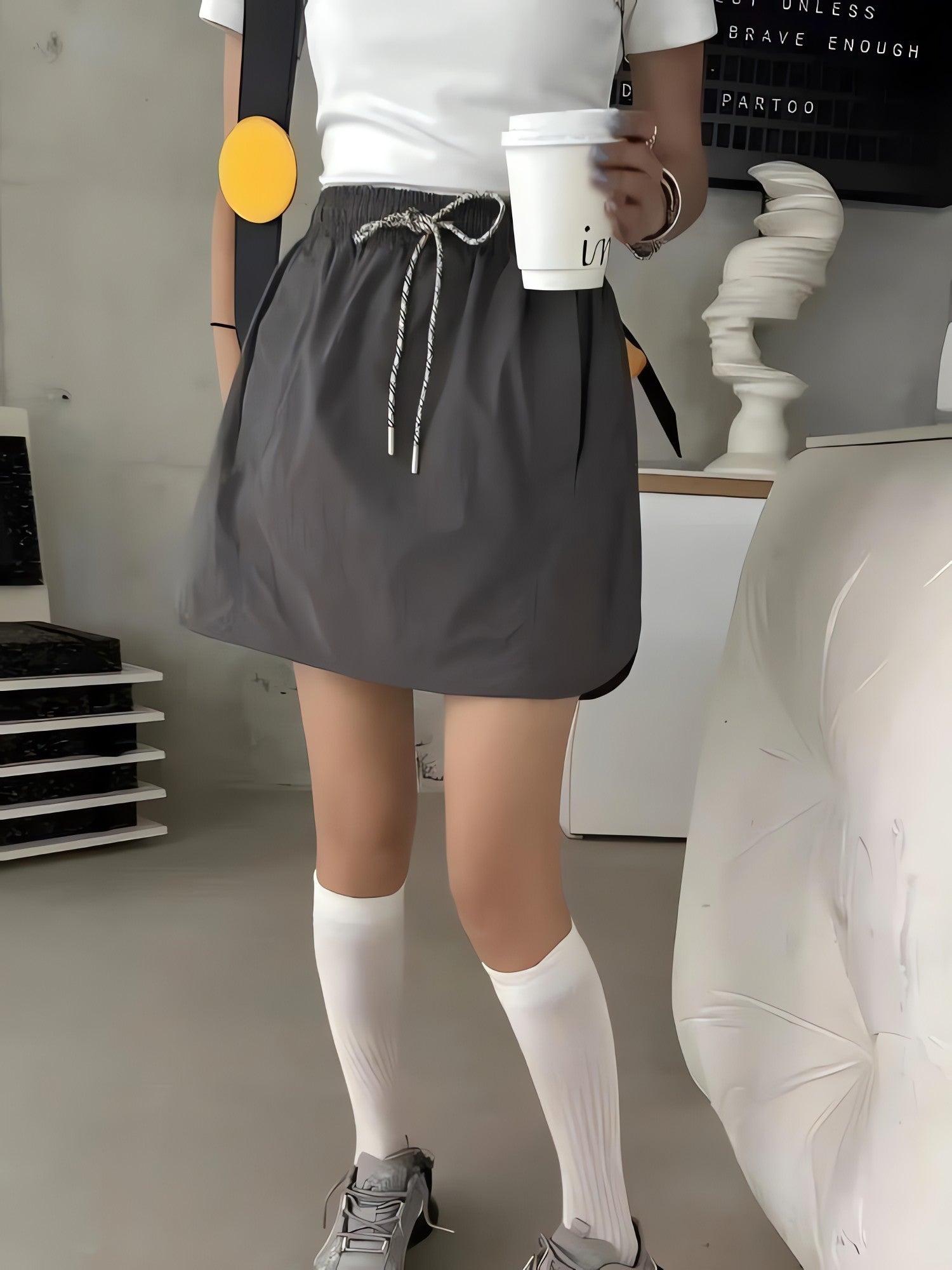 Drawstring Parachute Mini Skirt - KAYSMAR