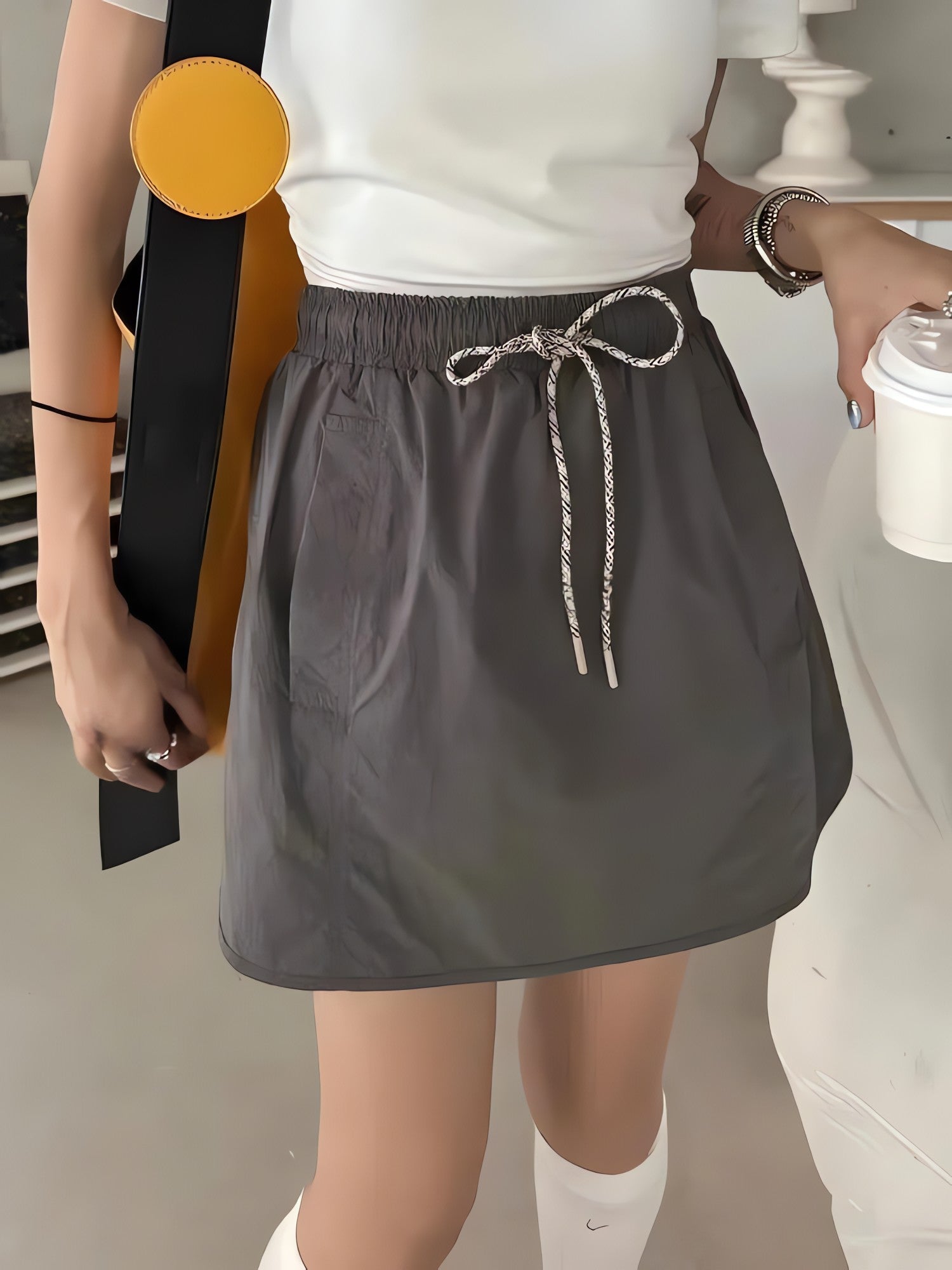 Drawstring Parachute Mini Skirt - KAYSMAR