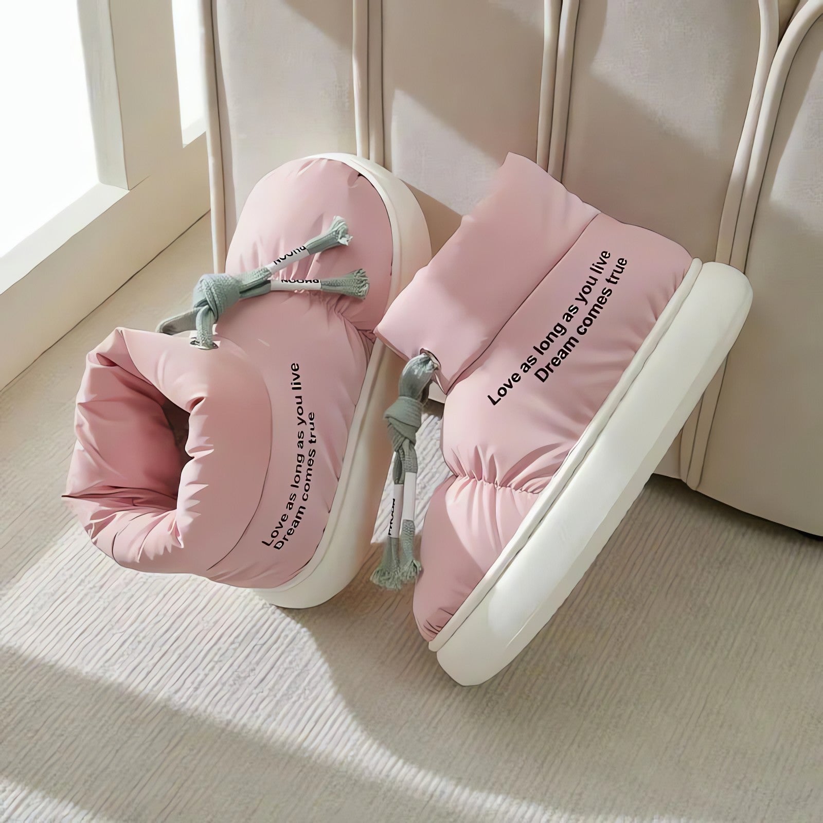 Drawstring Puffer Slippers - KAYSMAR