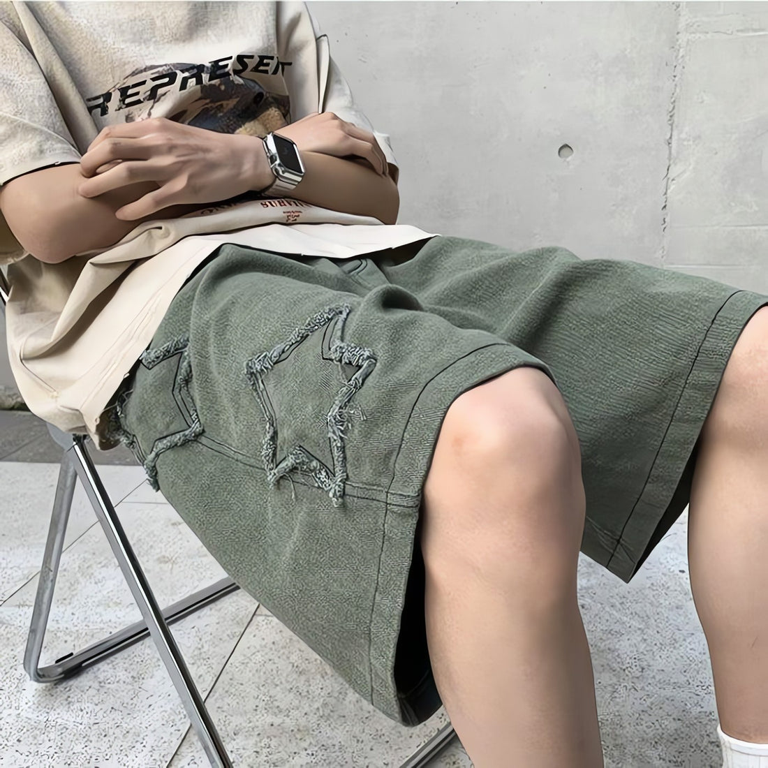 Drawstring Star Embroidered Shorts - KAYSMAR