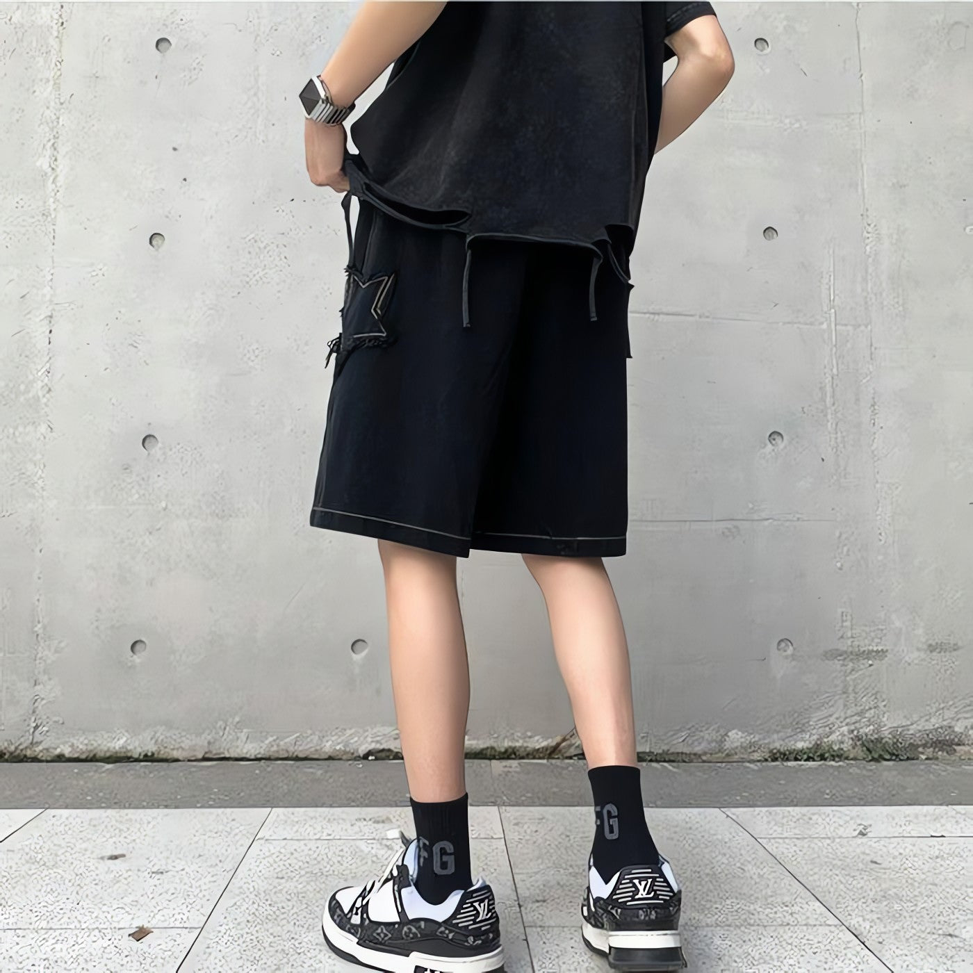 Drawstring Star Embroidered Shorts - KAYSMAR