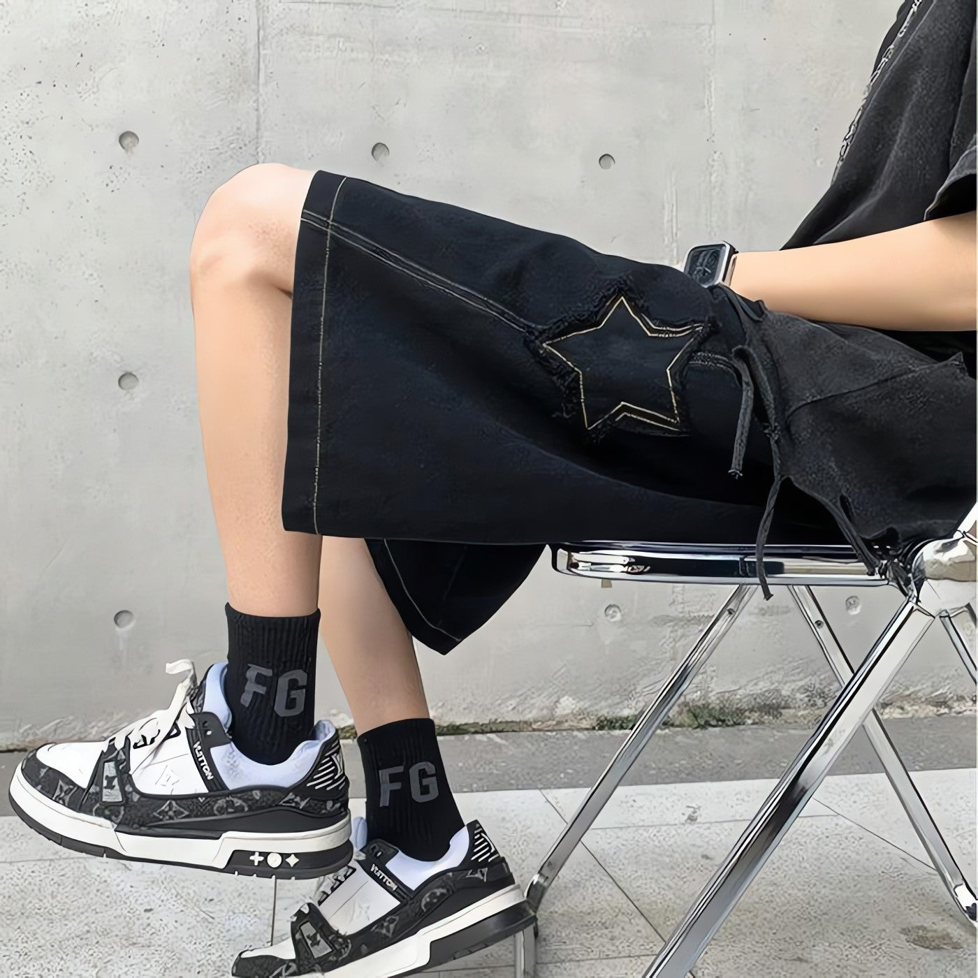 Drawstring Star Embroidered Shorts - KAYSMAR