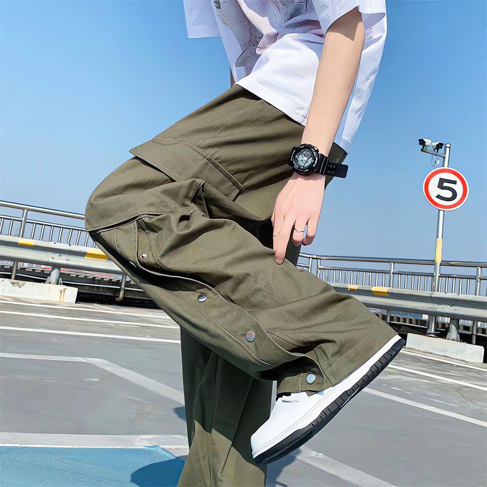 Elastic Waist Wide Leg Cargo Pants - KAYSMAR
