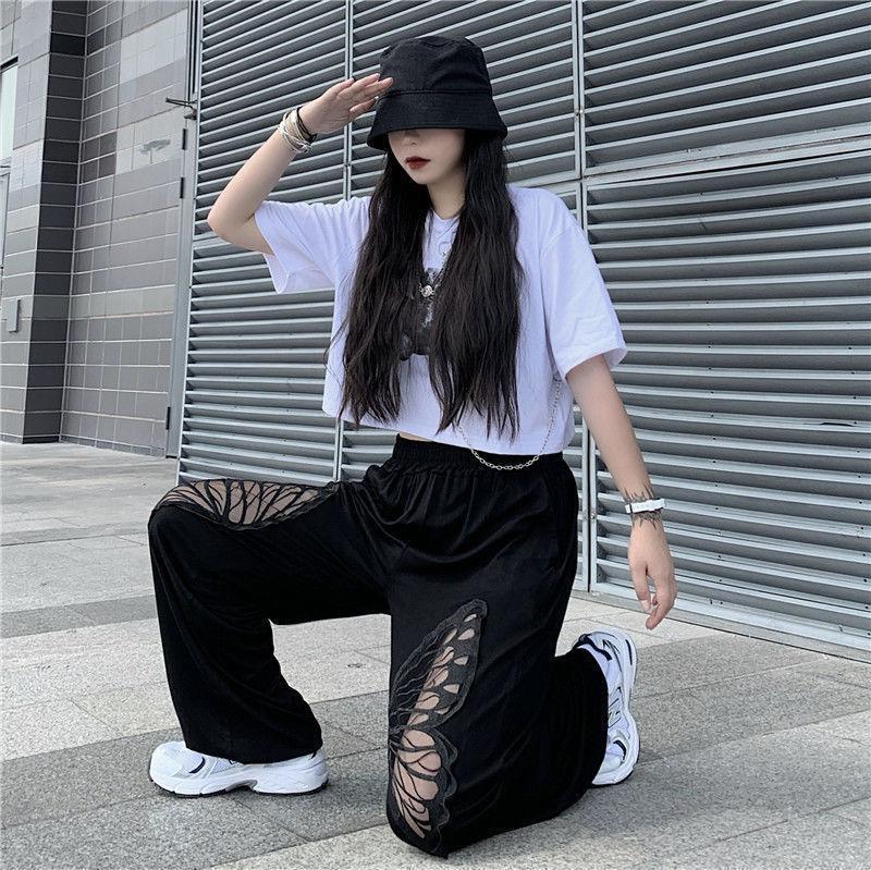 Elasticated Waist Butterfly Cut-Out Pants - KAYSMAR